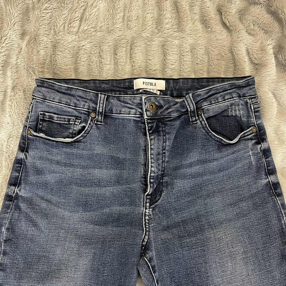 Pistola Jeans Womens 32 Blue Mid Rise Skinny Stretch Faded Wash Denim Casual - Picture 3 of 10